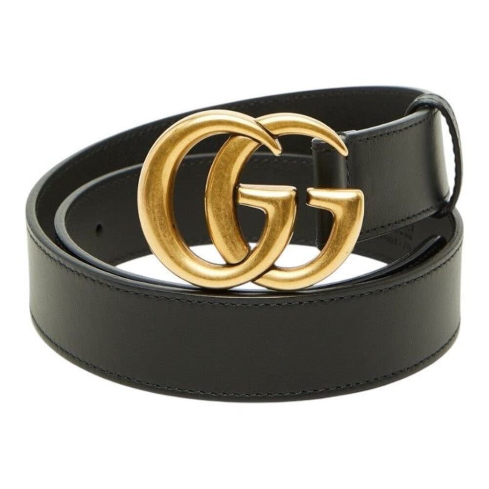 Gucci GG Marmont GG Emblem Wide Buckle Belt Black